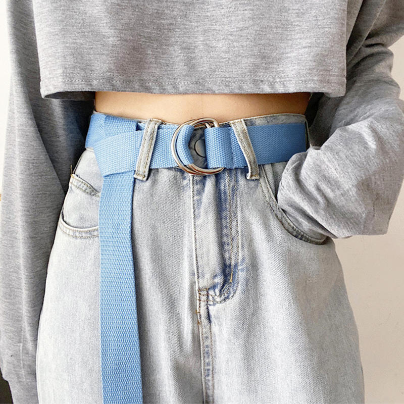 Ремень из холста с пряжкой из двух колец, сто универсальных джинсовых ремней, украшение для летних брюк для студентов без проколов