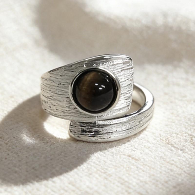925 Sterling Silver Big Stone Rings for Women Minimalist Handmade Couple Minimalist Ring Prevent Allergy Fine Jewelry Gift