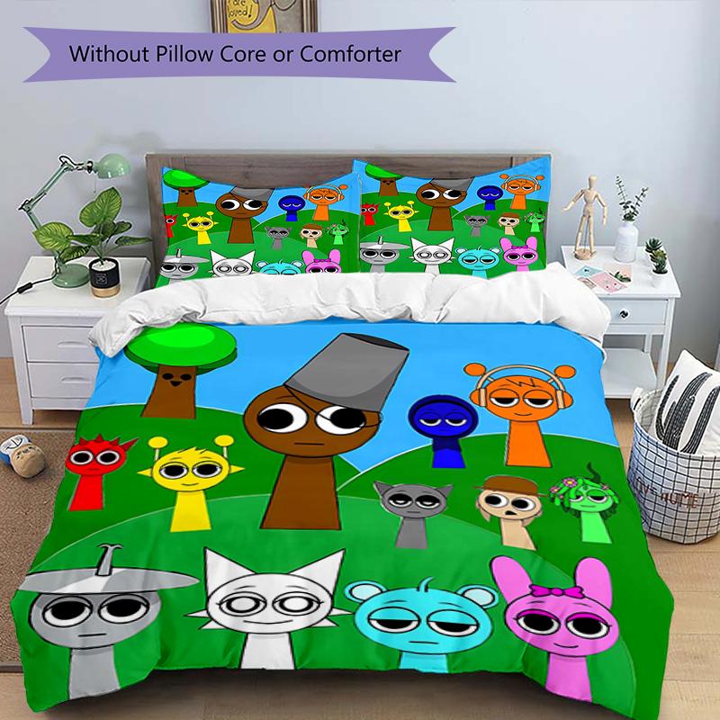 3pcs SPRUNKI1 Design Cover Set - HD Printed Bedding with 1 Cover and 2 Pillowcases - Perfect for Home and Dorm Decor