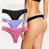 Burgundy Plus Size Low Rise Invisible Ice Silk Quick-Dry Thong Panties for Women