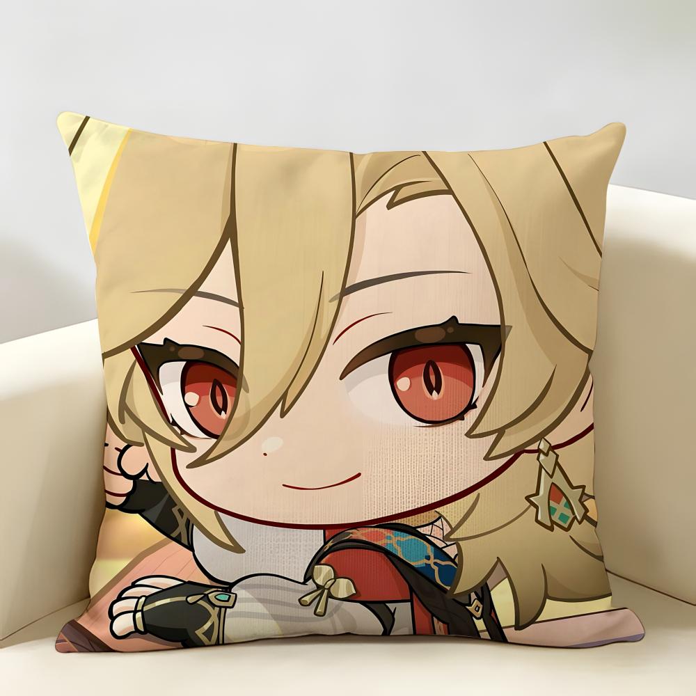 Kaveh Cute Genshin Impact Cushion Cover Natural Linen Organic Fabric DoubleSided Printing Room Sofa Decor Pillow Case