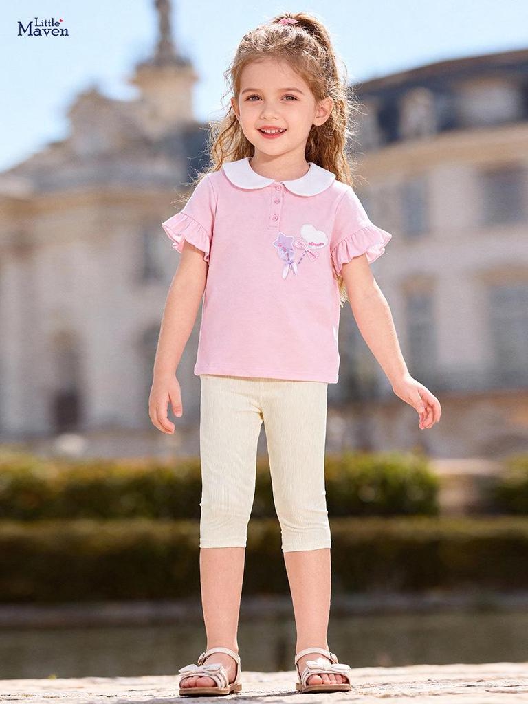 Милый летний комплект для девочек Little Maven, двухпредметный, в европейском стиле