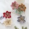 Glitter Artificial Christmas Flower Velvet Simulation Flower Christmas Poinsettia  Home Decoration