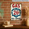 2D плоский 1 шт. Винтажная алюминиевая вывеска заправки GAS REGULAR 26 ГАЛЛОНОВ ПОЛНОЕ ОБСЛУЖИВАНИЕ - Потертое ретро настенное искусство для гаража, для мужской берлоги, дайнера