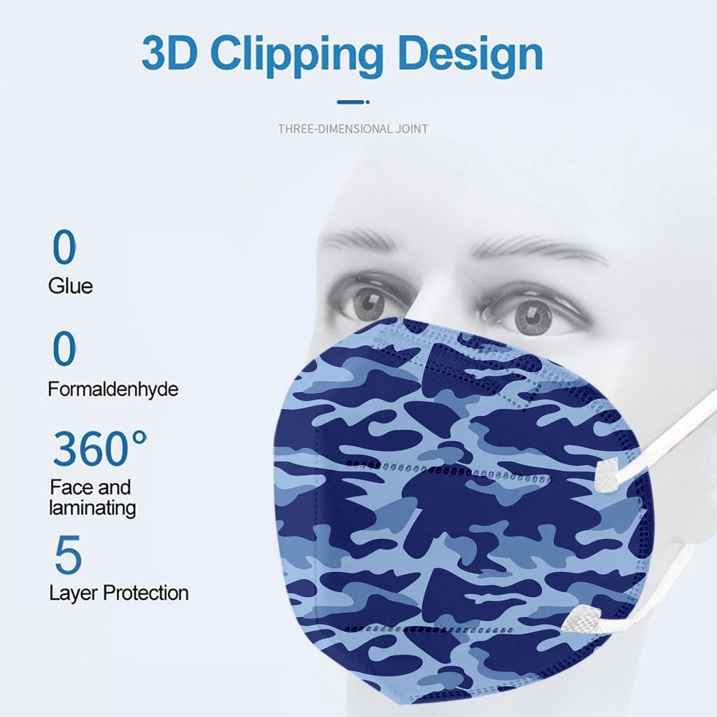 50 шт. 5-слойная маска с принтом для взрослых, пылезащитный ветрозащитный фильтр для защиты от тумана и загрязнения