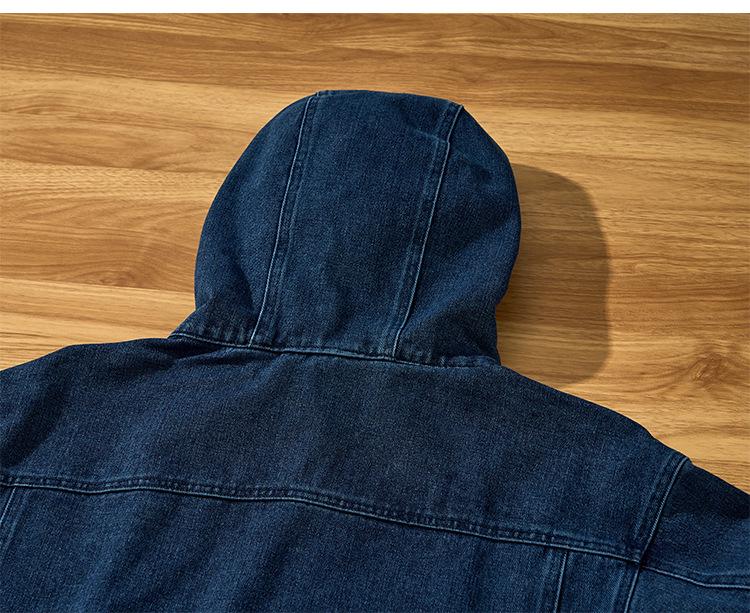 W822 Men's Thickened Hooded Denim Zip-Up Jacket: Stylish, Trendy, and Versatile.