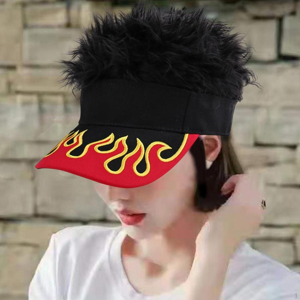 Visor Hat with Fake Hair Baseball Cap for Beach Sunbathing Cycling Christmas