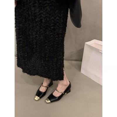 Французские туфли Мэри Джейн на толстом каблуке с квадратным носком, женская обувь 2024, новые весенне-осенние туфли с небольшим изящным темпераментом для вечернего выхода