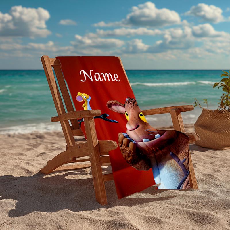 Custom Name Ultra-Soft Beach Towel with The Gruffalo Theme,Ideal for Pool - Camping, Diving - Perfect Travel Essential, Vibrant Beach Towel.