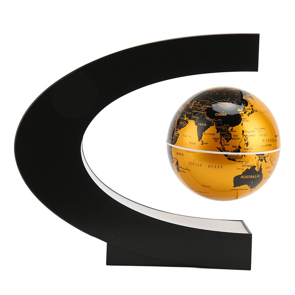 Magnetic Levitation Globe Golden Built In LED Frosted Texture C Shaped 3in 12V 1A Magnetic Levitatio