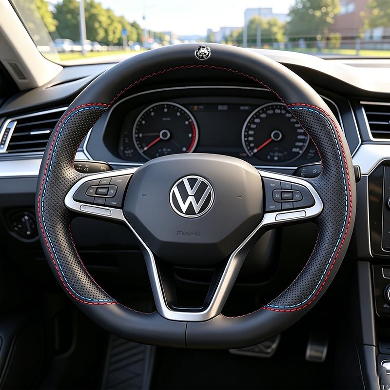 Volkswagen Car Nappa Leather Steering Wheel Cover Auto Accessories For VW GTI Polo Golf MK7 Passat B8 Tiguan Jetta T-ROC ID.4 CC zr3