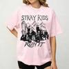 Stray Kids World Tour Run It T-shirt Unisex Hip Hop Y2K Gothic Oversized T-shirt Hip Hop Streetwear Top Y2K Gothic Cotton Oversized T-shirt
