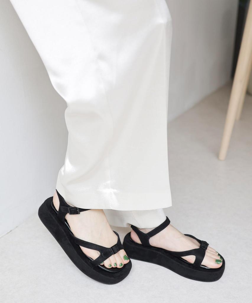 Сандалии с пряжкой для размера [Sest] Толстая подошва женские, L, коричневые, dns7905-BRS-L