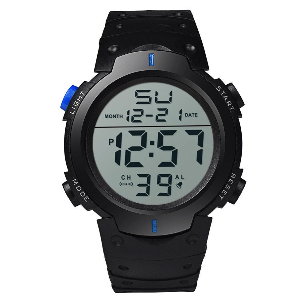 Multifunctional Electronic Watch with Large Dial, Calendar, Week Display, Alarm, Hourly Chime, Luminous Light, and Stopwatch Functions