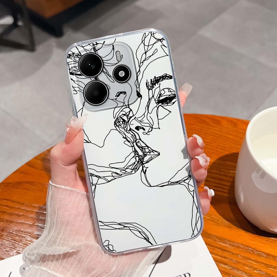 Забавные черные задние крышки для кота для Redmi Note 14 Pro Plus A3 K80 Pro A4 14R новый чехол для телефона эстетический дизайн жидкий силиконовый мягкий корпус для Redmi бампер