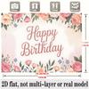Pink Watercolor Birthday Banner, Romantic Floral Backdrop Wall Decor for Party
