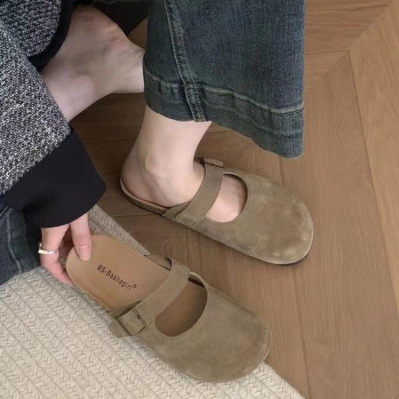 Новые стильные женские низкие сандалии женские кожаные бархатные туфли на низком каблуке замшевые резиновые ажурные флоковые базовые бархатные туфли низкие сандалии