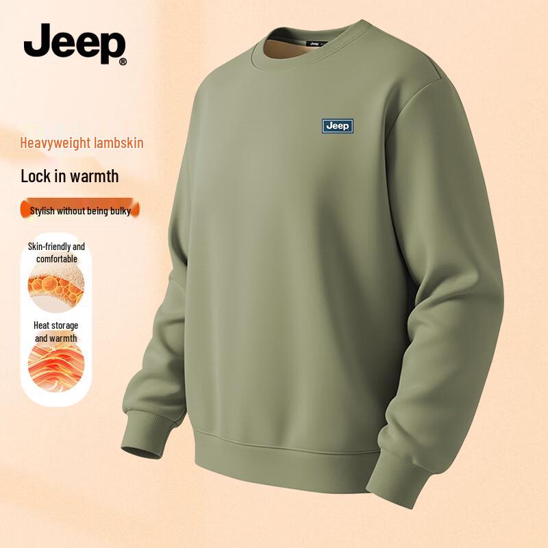 Jeep Мужская зимняя толстовка с круглым вырезом на подкладке из овечьей шерсти