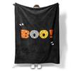 Boo Print Flannel Throw Blanket Black Fleece with Colorful Letters Soft Cozy for Home Office Sofa and Car All Season Gift