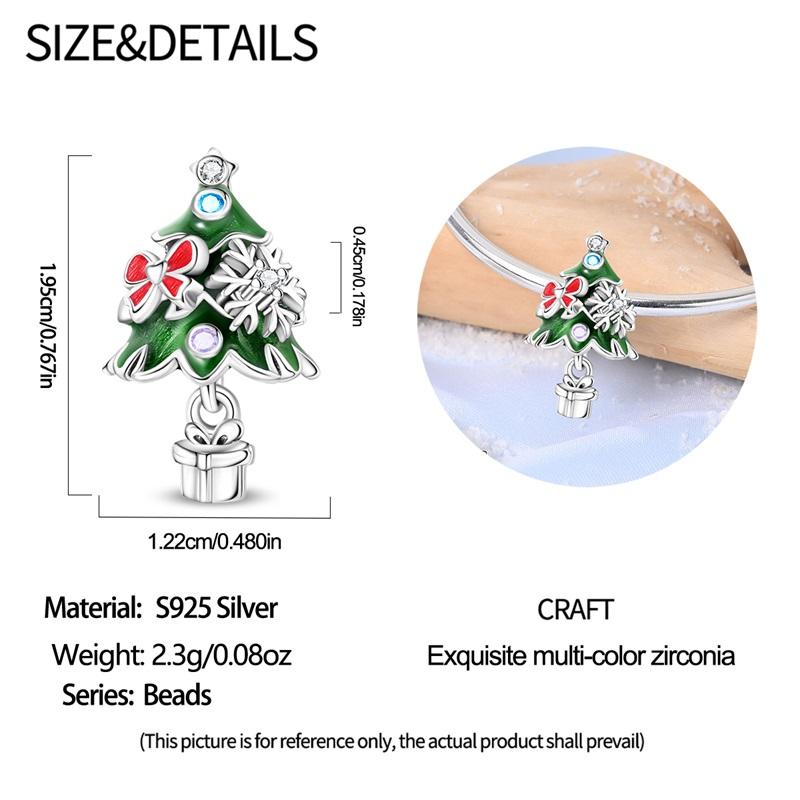 925 Silver Christmas Puppy Cat Charms Sleigh Happy New Year Bead Pendant Fit Original Bracelet Necklace Jewelry Gift