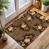Beige Roses on Brown Waves Patterned carpet, non slip mat suitable for living room and bedroom sofas