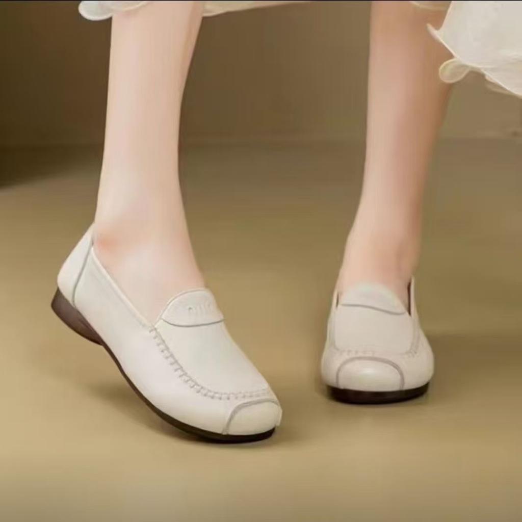 Осенние новые говяжьи жилы мягкая кожа мягкая подошва мелкий вырез однобортные туфли удобные кожаные туфли