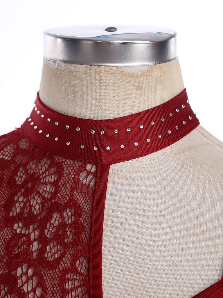 Женский лирический купальник с цветочным кружевом, стразами и асимметричным подолом, с открывающейся ластовицей, цельное платье XS-XXL