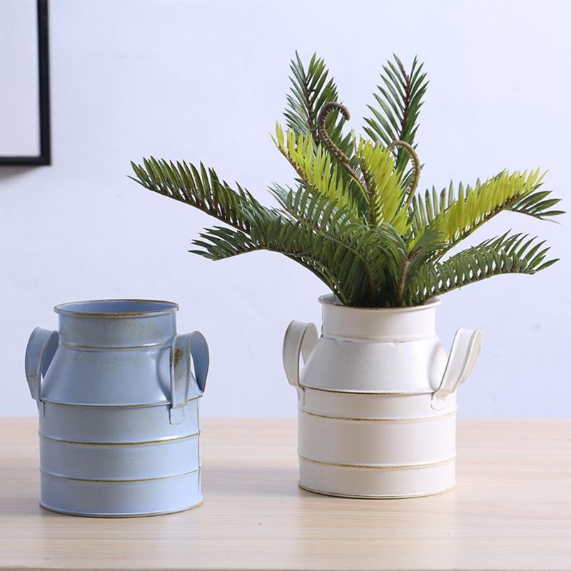Металлическая винтажная потертая ваза для цветов жестяной кувшин растения украшение сад свадьба дом железный цветочный горшок