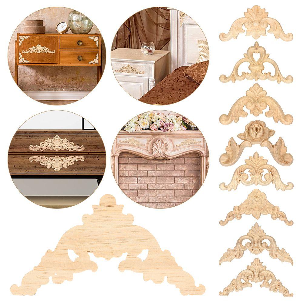 Наклейки Аппликации Аппликация из цельного дерева Угловой цветок Резьба по дереву Мебельная наклейка Деревянная аппликация