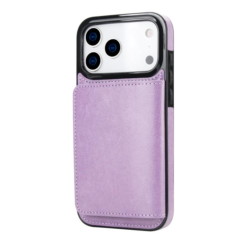 Applicable iPhone17Pro iPhone leather case15Plus Back-cover type protective case Samsung S25U Card holder