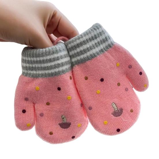 Kids Winter Gloves Cute Cartoon Plush Warm Gloves Fleece-Lined Thickened Windproof Gloves for Boys Girls Outdoor Playing