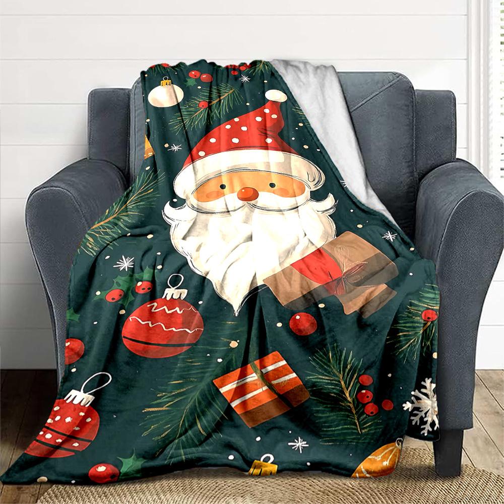 1pc Christmas Santa Blanket, Lightweight Flannel Throw Blanket for Sofa, Bed, Travel, Camping, Living Room, Office, Couch, Chair, a0922072