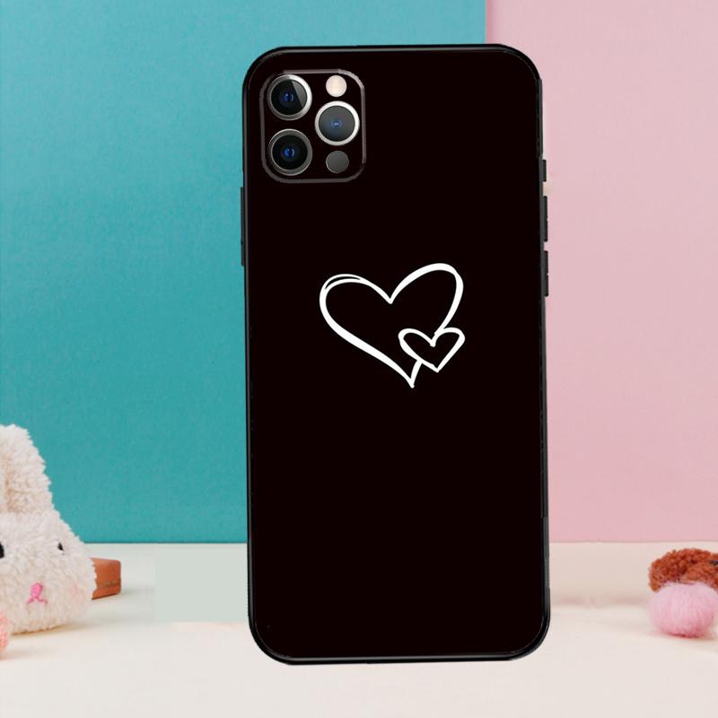 Милый Красивый Маленький Белый Чехол-Сердечко Для iPhone 14 13 12 11 15 16 Pro Max X XR XS Max 14 Plus Мягкая Задняя Крышка