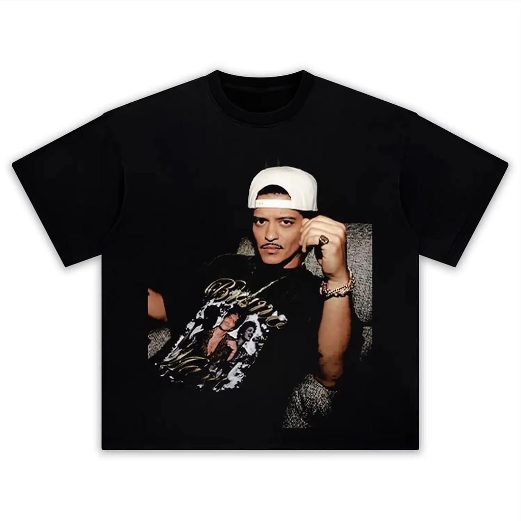 Summer Bruno Mars Portrait Pattern Printed Tshirt Fashion Unisex Women Harajuku High Quality Oversized Short Sleeve Tees