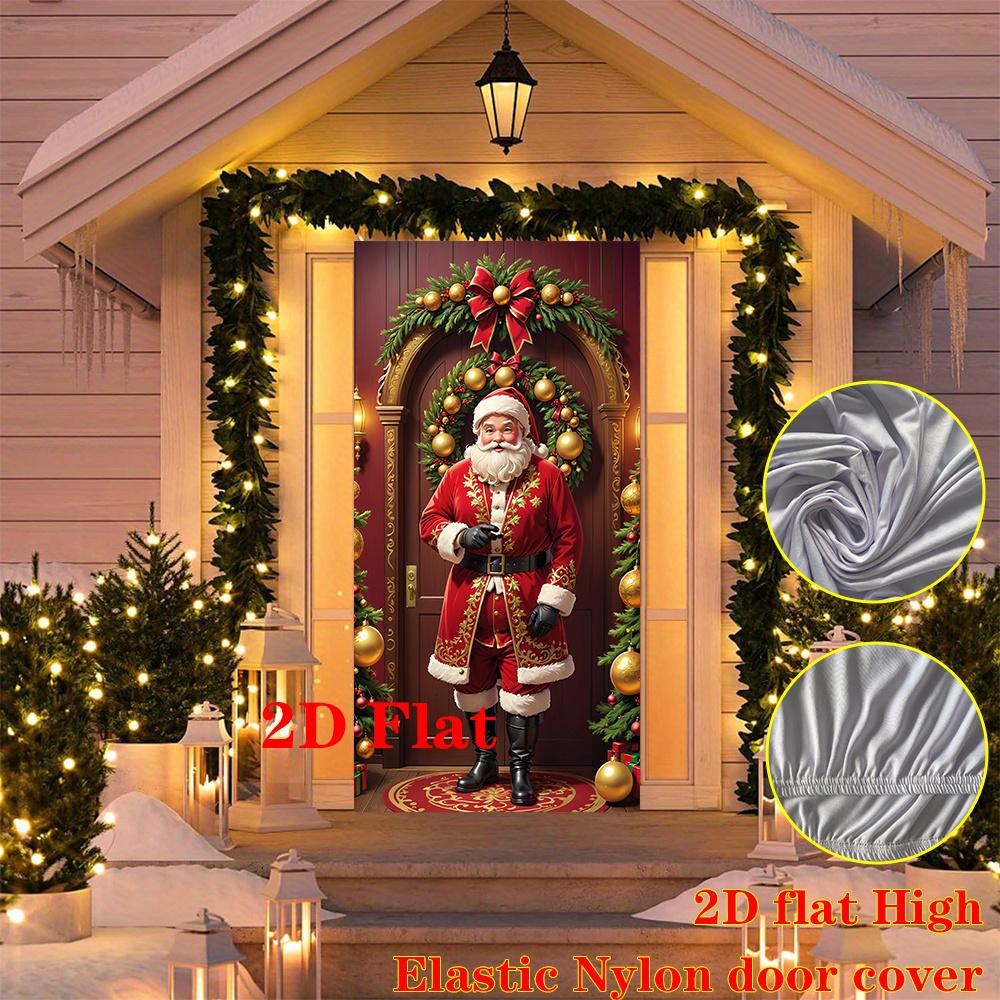 2D flat, 2D flat Christmas door decoration, the first choice for holiday entrances, high-definition Santa Claus patterns