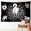 VIKAMA Witch Cat Tapestry Mystic Moon Star Wall Art Esoteric Divination Art Suitable for Living Room or Bedroom