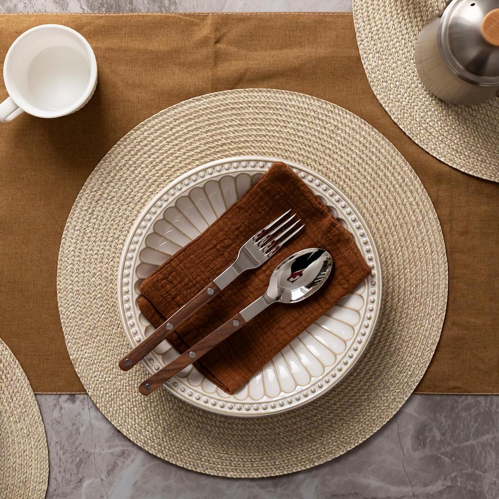 6pcs round placemats Brown
