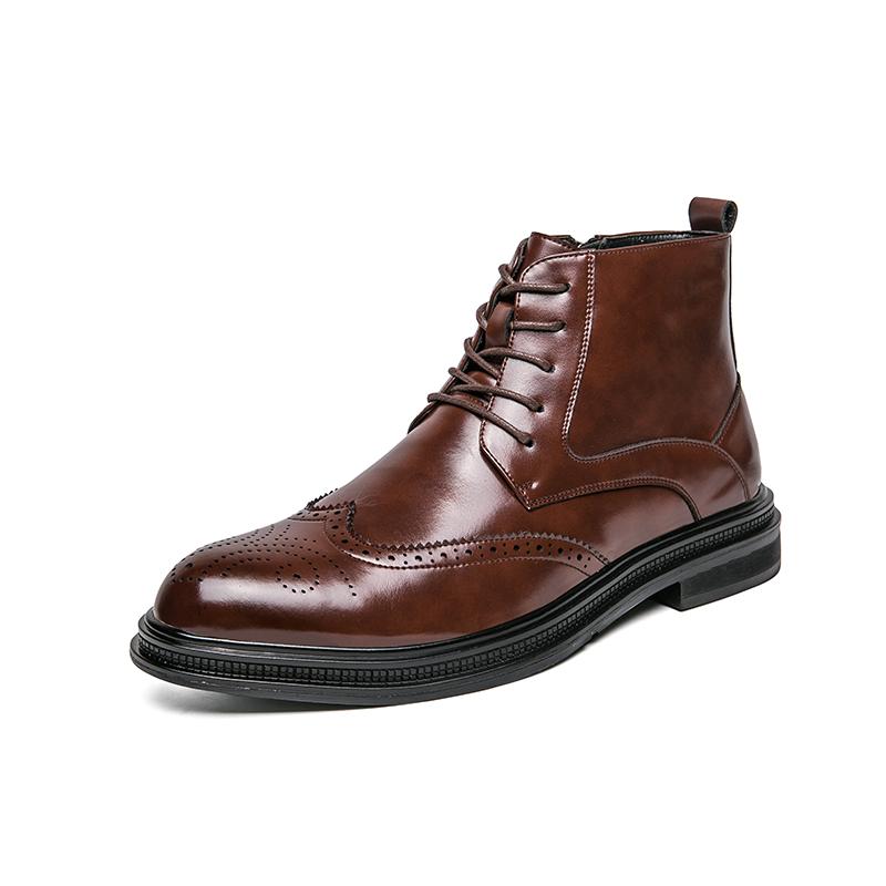 Мужские ботинки в британском стиле, тренды, новинка, повседневные кожаные ботинки, ботильоны премиум-класса, удобные ботинки с высоким берцем, мужская уличная обувь, боты