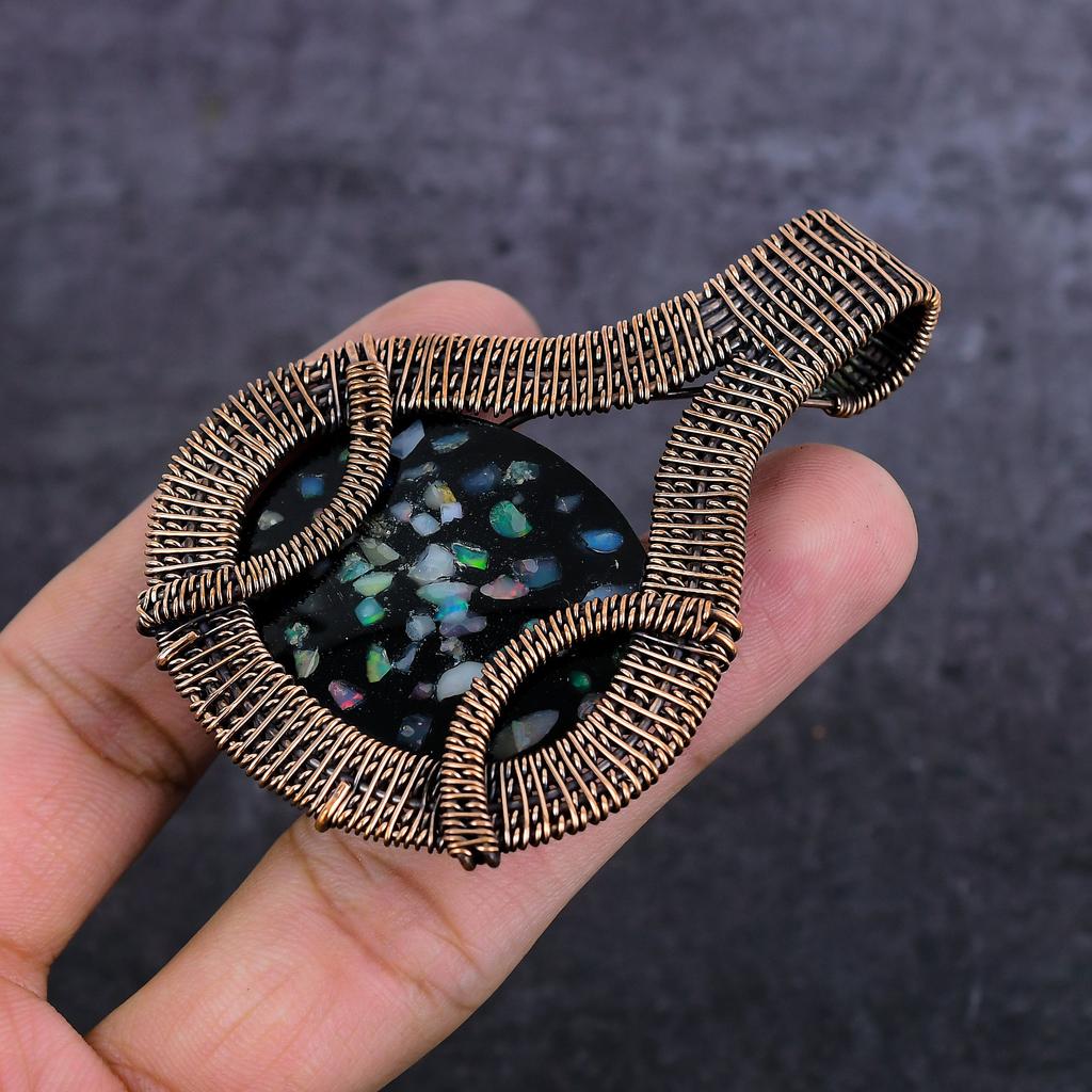 Подвеска из натурального эфиопского опала с медной проволокой 3,03 дюйма b9R61