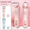 Портативная электрическая женская бритва 2 в 1 IPX7 водонепроницаемая безболезненный триммер для бикини бритва для удаления волос для женщин
