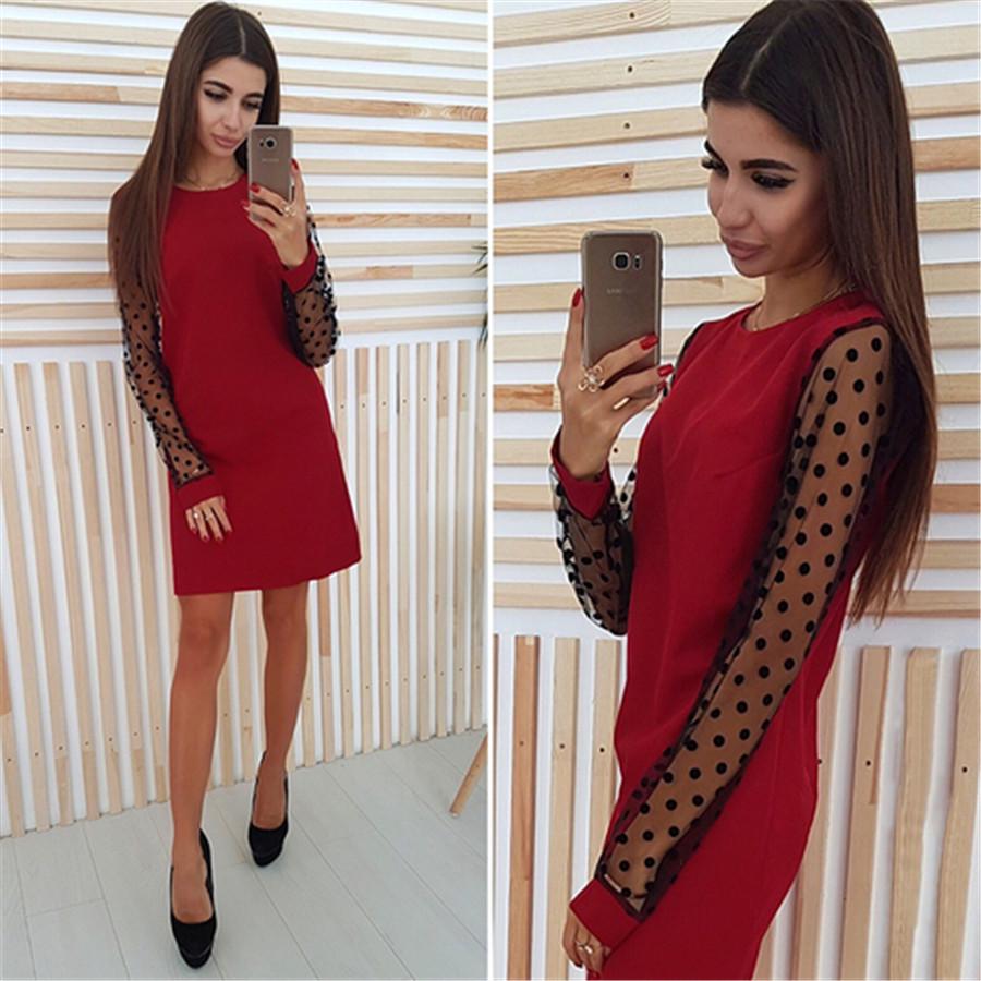 2019 Европейское и американское мини-платье с сетчатыми вставками и эффектом похудения