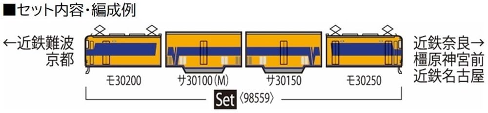 TOMIX N Gauge Kinki Nippon Railway 30000 Series Vista Car Set 98559 Модель поезда железной дороги