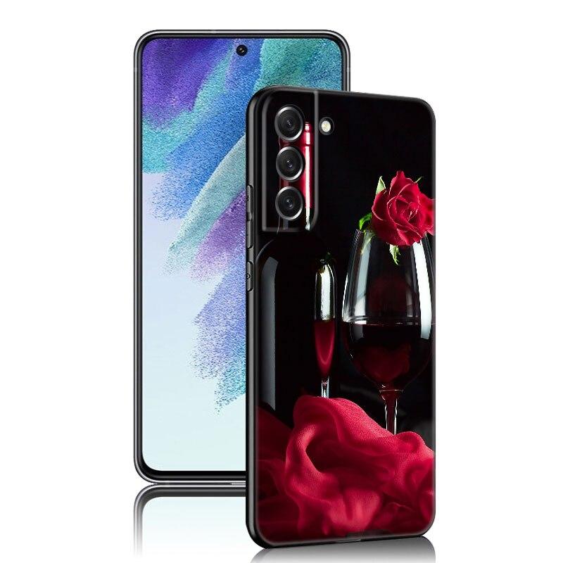 Чехол для телефона Coffee Wine Cup для Samsung Galaxy S20 S21 FE S22 Ultra S10 Lite S10E S9 S8 Plus S7 Edge из мягкого ТПУ черного цвета