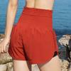 Women 2-in-1 Sports Shorts Qucik-Dry Breathable High Waist Drawstring Running Gym Yoga Shorts