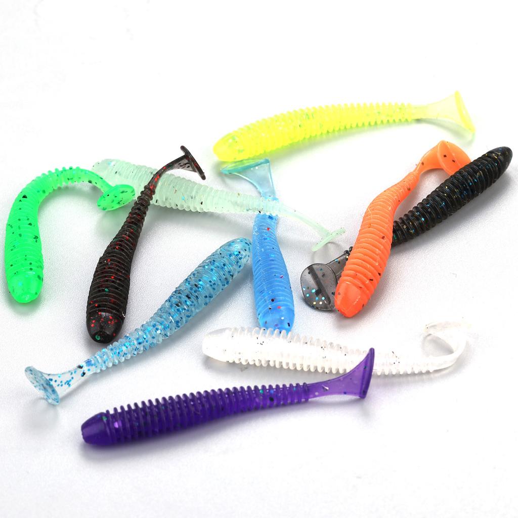 10pcs/lot Soft Rubber Bait Fishing Lure Wobbler Soft Worm Carp Fishing  Artificial Silicone Swimbait