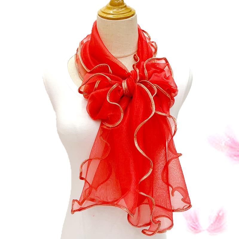 Lace Scarf Women Lightweight Hijab Elegant  Print Silk Neckerchief Shawl Wraps Headband Handle Hair Accessories Bandana