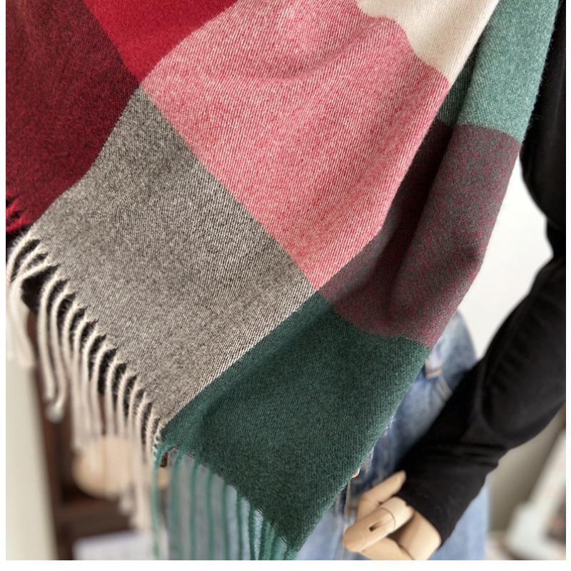 Scarf Women's Autumn and Winter New Warm Imitation Cashmere Large Plaid Shawl Scarf