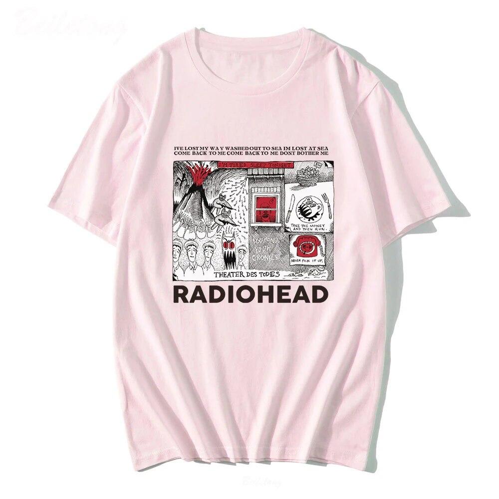 Футболка Radiohead, винтажные футболки в стиле хип-хоп, рок-группы, унисекс, для любителей музыки, с забавными принтами, унисекс, с коротким рукавом, 100% хлопок, футболки в стиле Харадзюку, футболка унисекс