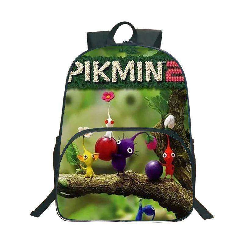 Рюкзак с 3D-принтом мультфильма Pikmin для мальчика и девочки, модный повседневный рюкзак, школьная сумка 16 дюймов, веселый водонепроницаемый рюкзак, рюкзаки на заказ DIY
