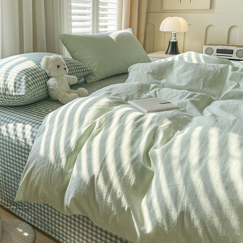 Pink Duvet Cover Set Classic Plaid Twin Queen Size Girls Boys Flat Sheet Pillowcase No Filler Soft Home Decor Bedding Set